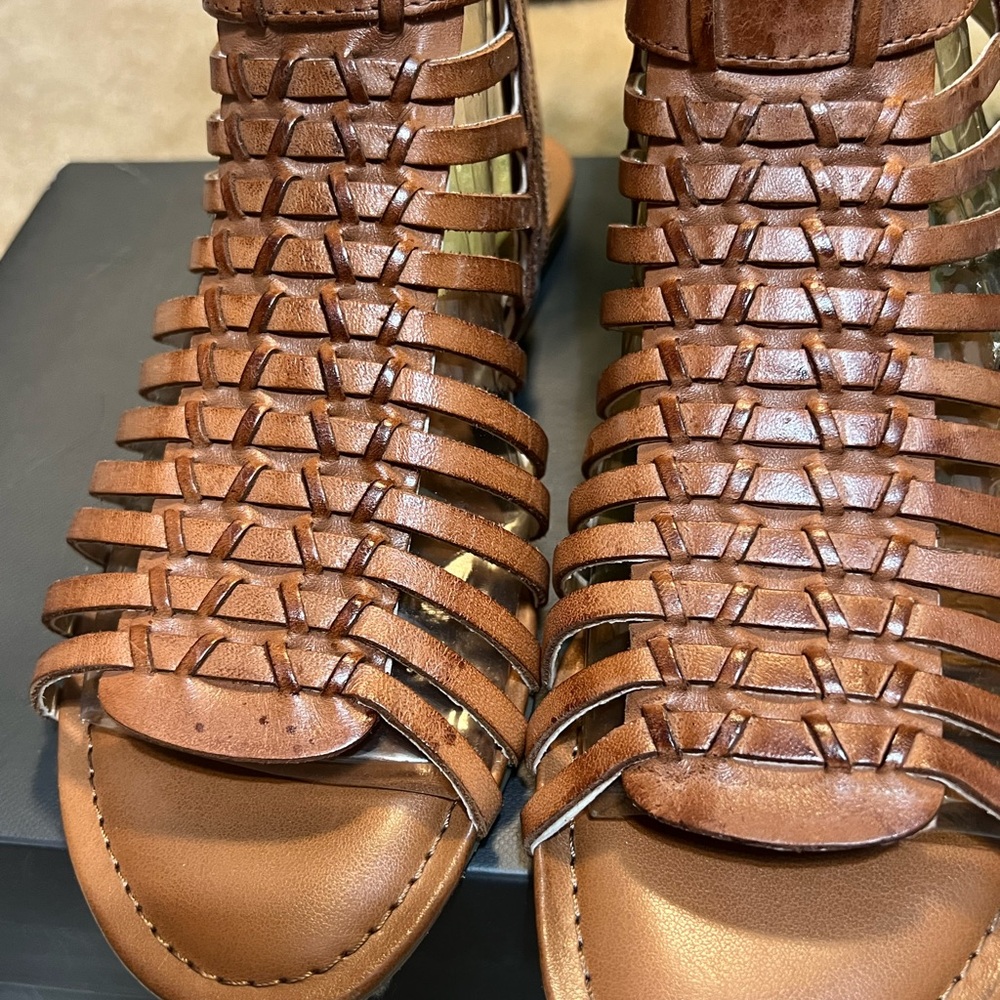 Vince Camuto Tan Woven Leather Flats